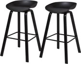 Set van 2 krukken - Zwart - Metalen poten - L 42 x D 38 x H 75 cm - ARIANA