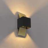 QAZQA amy - Design Wandlamp Up Down voor binnen - 1 lichts - L 80 mm - Zwart -  Woonkamer