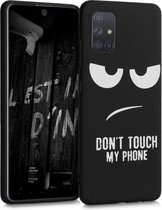 kwmobile telefoonhoesje compatibel met Samsung Galaxy A71 - Hoesje voor smartphone in wit / zwart - Don't Touch My Phone design