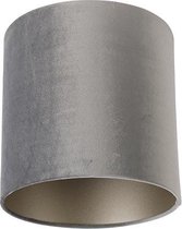 QAZQA taupe-cilinder-velours - Klassieke Lampenkap - Ø 25 cm - Grijs -