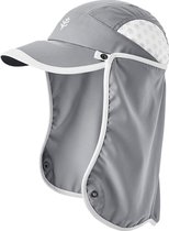 Coolibar - UV Sportcap met nekbescherming voor kinderen - Agility - Staalgrijs/Wit - maat S/M (53CM)