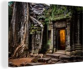 Canvas Schilderij Buitenkant van de Ta Prohm tempel - 60x40 cm - Wanddecoratie