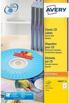 Avery-Zweckform CD-etiketten L6043-25 Ø 117 mm Papier Wit 50 stuk(s) Permanent Ondoorzichtig Inkt, Laser