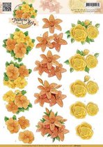Oranje Geel Bloemen 3D-Knipvel Jeanine's Art 10 stuks