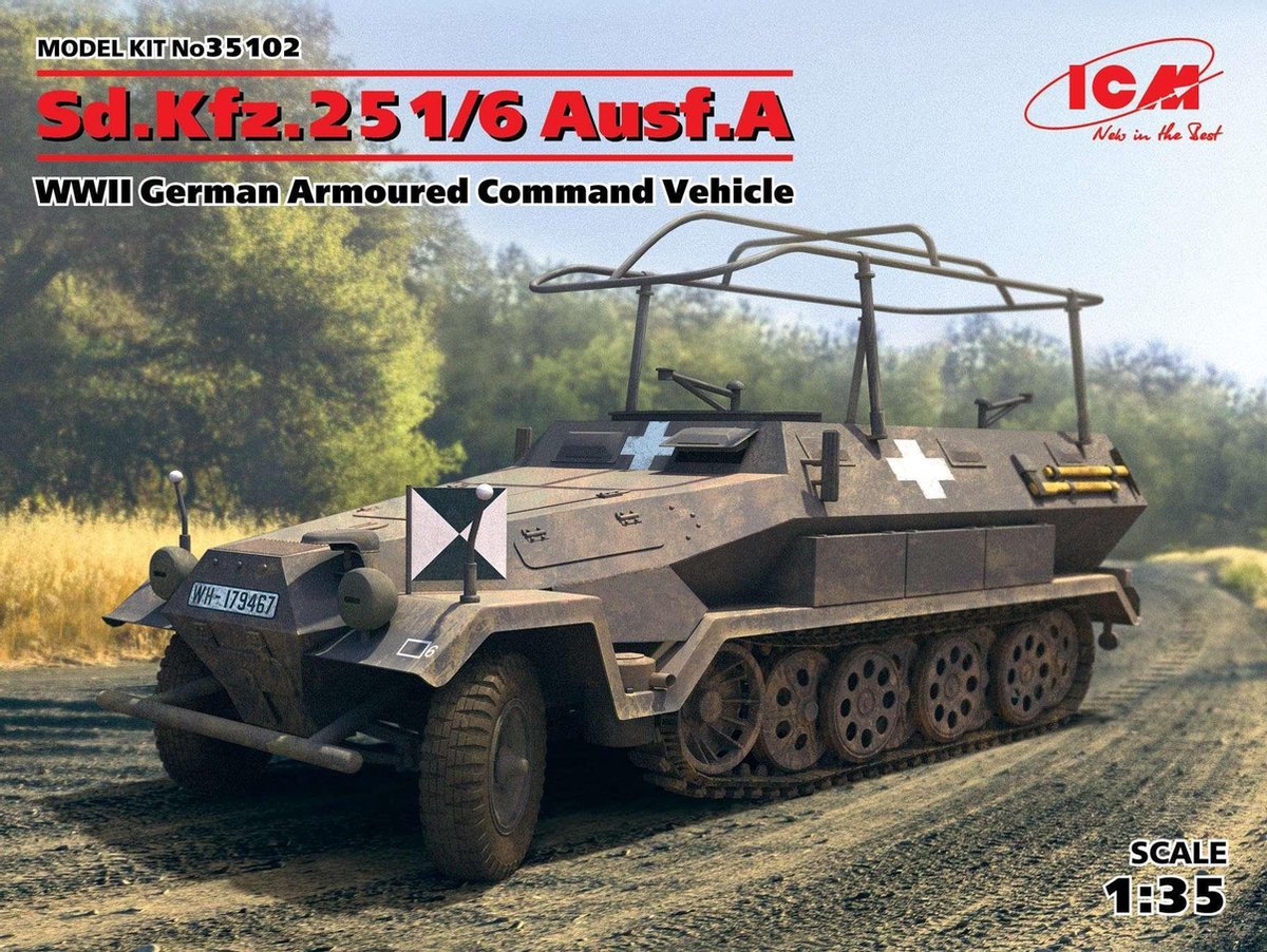 ICM Modelbouwpakket Militaire voertuigen - 35102 Sd.Kfz.251/6 Ausf.A, WWII German Armoured Command Vehicle Plastic - 1:35 - Modelbouw