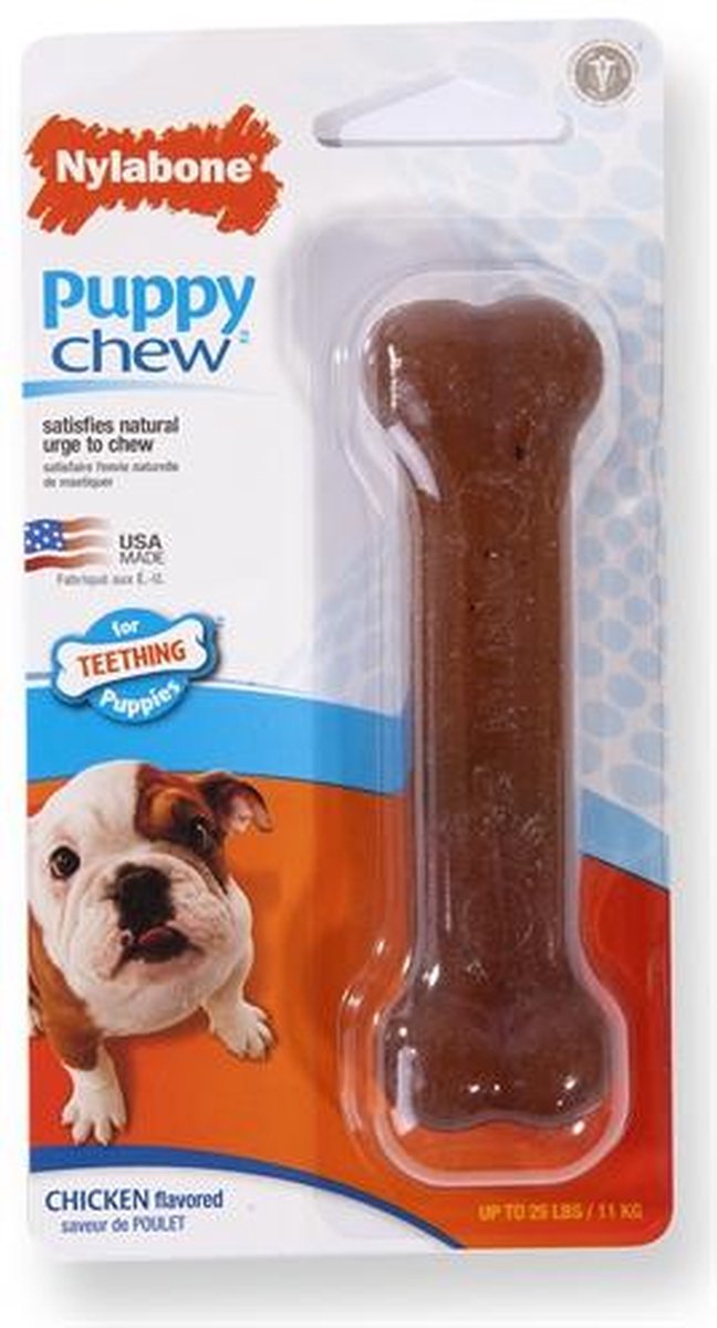 Nylabone Puppy Bone Flexible Bruin - Hondenspeelgoed - Medium Tot 16kg thumbnail 8