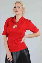 Voodoo Vixen Blouse -L- Rosy Cheeks Rood