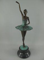 Bronzen beeld - Danseres op sokkel - Bronzen figuur - 69 cm hoog