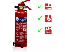 Smartwares 10.018.56 - Brandblusser Poeder 1kg - Incl ophangbeugel - Brandklasse ABC - BSI Gecertificeerd