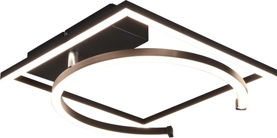 LED Plafondlamp - Plafondverlichting - Trion Pivacci - 23.5W - Warm Wit 3000K - Dimbaar - Vierkant - Mat Zwart - Aluminium