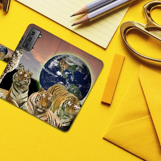 Portefeuille Samsung Galaxy S21 Téléphone Portable Couverture Standing pour Prédateurs