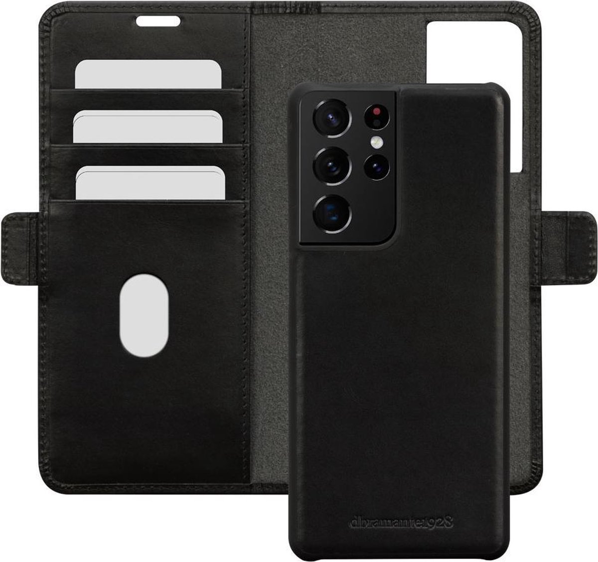 Samsung Galaxy S21 Ultra Bookcase hoesje - dbramante1928 - Effen Zwart - Leer