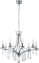LED Kroonluchter - Nitron Lacarno - E14 Fitting - 8-lichts - Rond - Mat Chroom - Aluminium