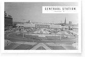 Walljar - Centraal Station Rotterdam '57 - Zwart wit poster