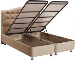 Opberg Boxspring Luxor – Boxspring met opbergruimte – taupe – 140X200