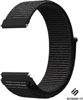 Nylon Smartwatch bandje - Geschikt voor Strap-it 20mm horlogeband nylon - snelsluiting / quick release - zwart mix - Strap-it Horlogeband / Polsband / Armband