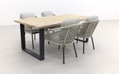 Nappa macrame sand/Pasto teak 200 cm. tuinset - 5-delig
