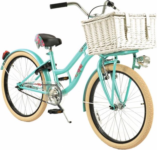 Meisjesfiets 22 inch Cruiser Turquoise met Voordrager (2281) - Meisjesfiets  | bol.com