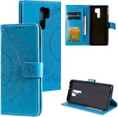 Xiaomi Redmi 9 Hoesje - Bloemen Book Case - Blauw