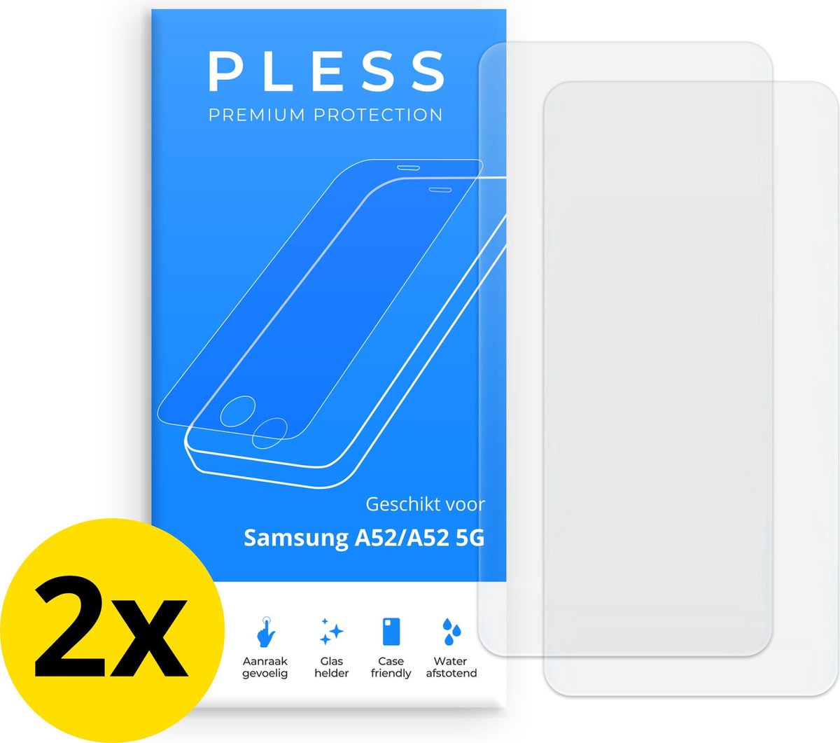 Samsung A52 en Samsung A52 5G Screenprotector 2x - Beschermglas Tempered Glass Cover - Pless®