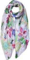 Juleeze Sjaal Dames Print 80x180 cm Wit Roze Synthetisch Shawl Dames Cadeau voor haar