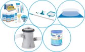 Zwembad Accessoirepakket 4-delig - WAYS Onderhoudspakket & Filterpomp (28602GS) + Filter & Onderhoudsset & Grondzeil