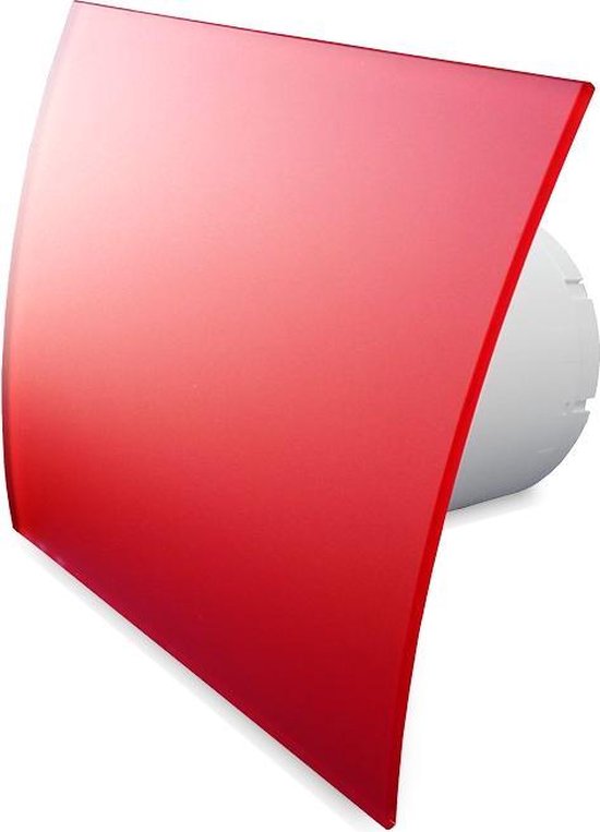 Pro-Design badkamer/toilet ventilator - STANDAARD (KW100) - Ø100mm - gebogen GLAS - mat rood