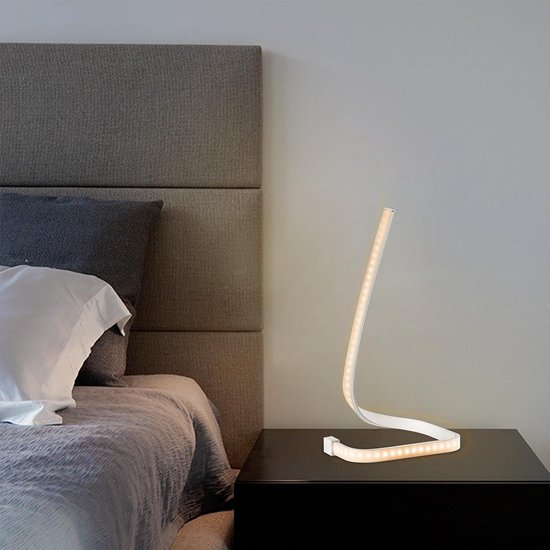 Home Sweet Home - Design tafellamp Led Swirl - Wit - 18/18/29,2cm - bedlampje - LED geïntegreerd - gemaakt van Aluminium