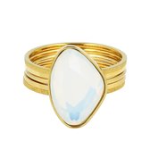 My Bendel - Ringenset - Goud met steen - My Bendel ringenset goud met witte steen - Met luxe cadeauverpakking