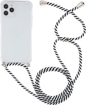 Apple iPhone 12 Pro Hoesje - Mobigear - Lanyard Serie - TPU Hoesje met koord - Transparant / Zwart - Hoesje Geschikt Voor Apple iPhone 12 Pro