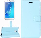 Voor Galaxy J7 (2017) / J7 Pro (EU-versie) Litchi Texture Horizontal Flip Leather Case met houder & kaartsleuven & portemonnee (blauw)