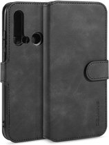 DG.MING Retro Oil Side Horizontal Flip Case met houder & kaartsleuven & portemonnee voor Huawei P20 Lite 2019 / Nova 5i (zwart)