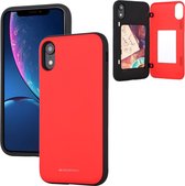 Voor iPhone XR GOOSPERY MAGNETISCHE DEURBUMPER Magnetische vangst Schokbestendig Soft TPU + PC-hoesje met kaartsleuf (rood)