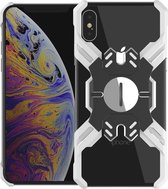 Voor iPhone XS Max Hero-serie Anti-val Slijtvaste metalen beschermhoes met beugel (zilver zwart)