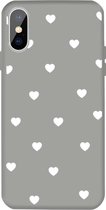 Voor iPhone XS / X Meerdere Love-hearts patroon kleurrijke Frosted TPU telefoon beschermhoes (grijs)