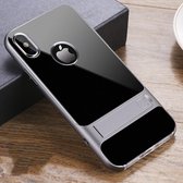 Voor iPhone XS / X Crystal schokbestendig TPU + pc-hoesje met houder (spacegrijs)