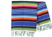 Mexicaanse Deken - Plaid - Serape - Gerecycled Acryl - 200 x 120 - Blauw - BPXZZ0blu