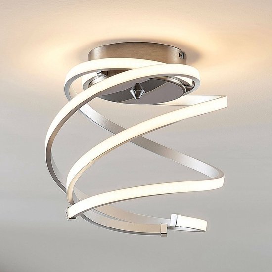 Lindby - LED plafondlamp- met dimmer - 3 lichts - metaal, kunststof - H: 25.5 cm - aluminium, wit - Inclusief lichtbronnen