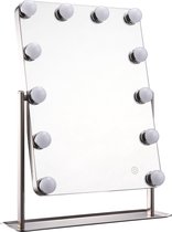 FlinQ Make-Up Spiegel Hollywood - Spiegel met verlichting- Spiegel staand - 3 Lichtstanden - Touch knop - RVS