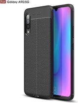 Voor Galaxy A90 5G Litchi Texture TPU schokbestendig hoesje (zwart)