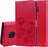 Rose reliÃ«f horizontale flip PU lederen tas voor Huawei Mate 20, met houder en kaartsleuven en portemonnee (rood)