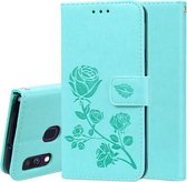 Rose reliÃ«f horizontaal Flip PU lederen tas voor Galaxy A40, met houder & kaartsleuven & portemonnee (groen)
