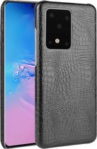Voor Galaxy S20 Ultra Shockproof Crocodile Texture PC + PU Case (zwart)