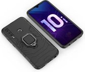 Schokbestendige PC + TPU beschermhoes voor Huawei Honor 10i, met magnetische ringhouder (zwart)