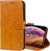 Business Style Oil Wax Texture Horizontal Flip Leather Case voor iPhone XS Max, met houder & kaartsleuven & portemonnee (geel)