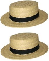 8x stuks lou Bandy gondoliers verkleed hoedjes  - Stro/riet hoedjes voor volwassenen