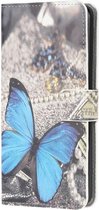 Wallet Book Case met Print Blauwe Hoesje Geschikt voor Samsung Galaxy A52 / A52S