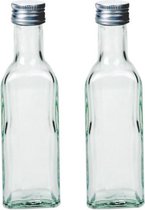 50x Glazen flesjes met schroefdop - Vierkant - 100 ml - Vierkante glasflessen / flessen met schoefdoppen