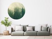 Luxe Behangcirkel zelfklevend mistige bomen - donker groen - Sticky Decoration - wooncirkel - decoratie - woonaccesoires - behangcirkel - diameter 60 cm