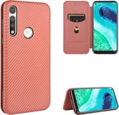 Voor Motorola Moto G Snelle Koolstofvezel Textuur Magnetische Horizontale Flip TPU + PC + PU Leren Case met Touw & Kaartsleuf (Bruin)